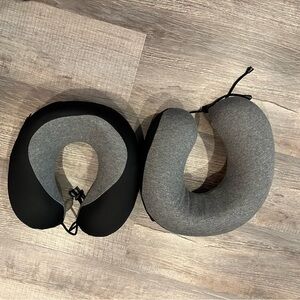 Set of Two Travel Neck Pillows - Black and Gray